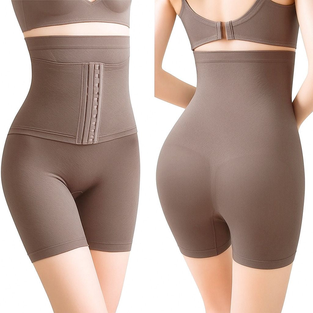 Short gainant taille haute taupe